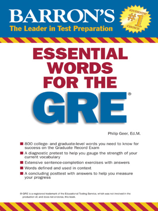 Title details for Essential Words for the GRE by Philip Geer, Ed.M. - Wait list